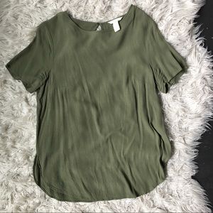 H&M army green viscose blouse